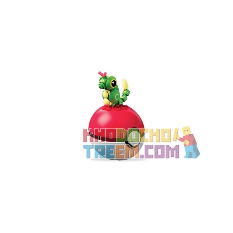 MEGA BLOKS FVK49 non  SÂU BƯỚM XANH bộ đồ chơi xếp lắp ráp ghép mô hình Pokémon CATERPIE Pokemon 26 khối