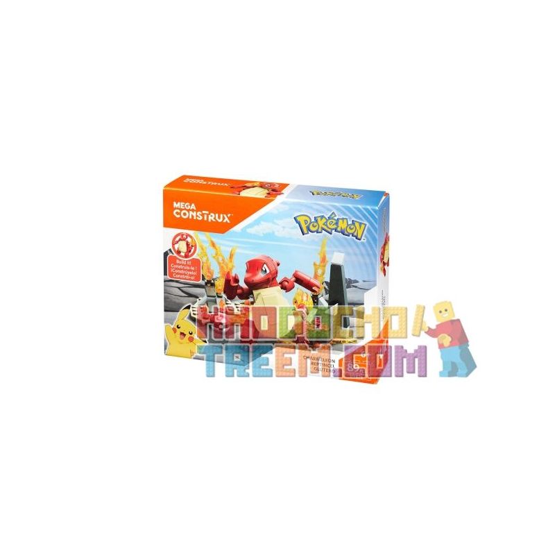 MEGA BLOKS DYR76 non  KHỦNG LONG LỬA bộ đồ chơi xếp lắp ráp ghép mô hình Pokémon CHARMELEON Pokemon 89 khối