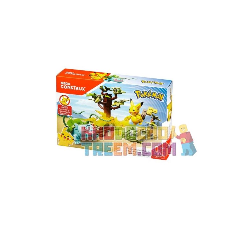 MEGA BLOKS DYF11 non  PIKAQIU VS WONDER ẾCH HẠT GIỐNG bộ đồ chơi xếp lắp ráp ghép mô hình Pokémon PIKACHU VS BULBASAUR Pokemon 140 khối