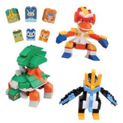 MEGA BLOKS 4243 non  RÙA TUTAI KHỈ LỬA VÀ HOÀNG ĐẾ NABO bộ đồ chơi xếp lắp ráp ghép mô hình Pokémon TORTERRA INFERNAPE AND EMPOLEON BUILDING SET Pokemon 351 khối