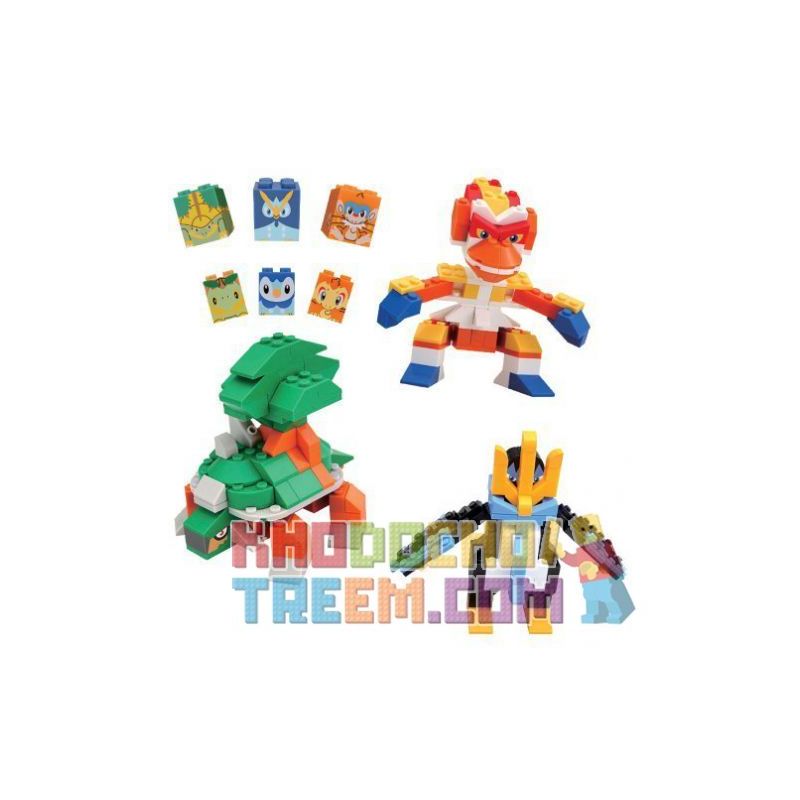 MEGA BLOKS 4243 non  RÙA TUTAI KHỈ LỬA VÀ HOÀNG ĐẾ NABO bộ đồ chơi xếp lắp ráp ghép mô hình Pokémon TORTERRA INFERNAPE AND EMPOLEON BUILDING SET Pokemon 351 khối