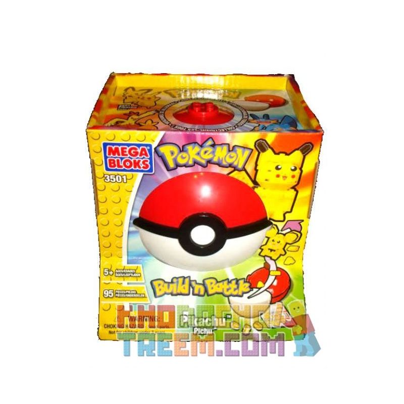 MEGA BLOKS 3501 non  PIKUCHU. bộ đồ chơi xếp lắp ráp ghép mô hình Pokémon PIKACHU Pokemon 95 khối