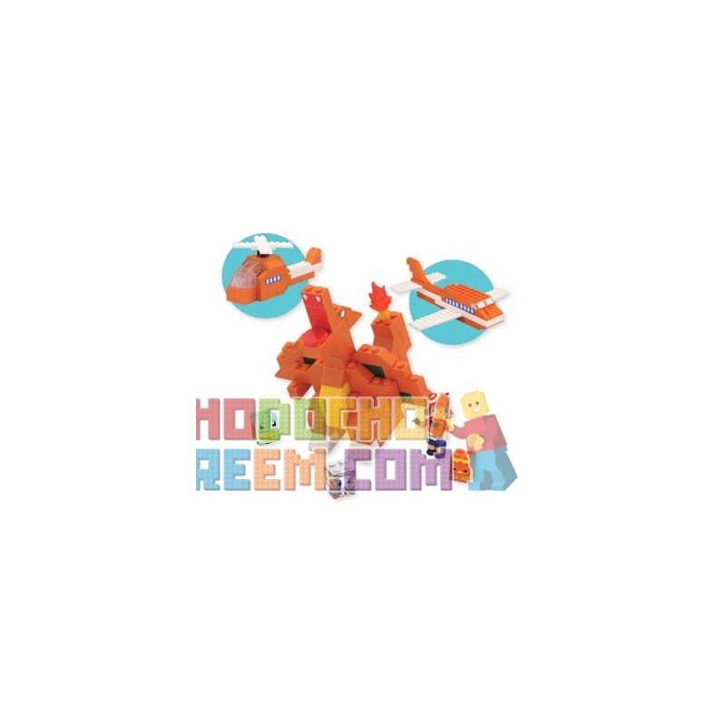 MEGA BLOKS 2045 non  CHARIZARD. bộ đồ chơi xếp lắp ráp ghép mô hình Pokémon Pokemon 255 khối