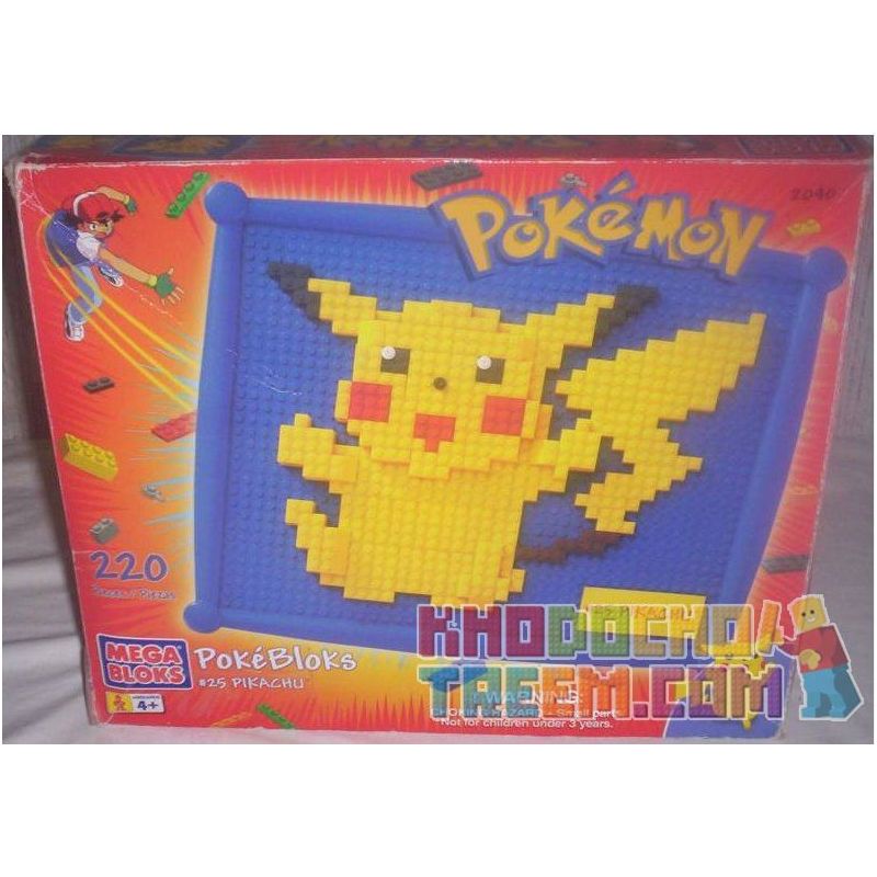 MEGA BLOKS 2040 non  PIKUCHU. bộ đồ chơi xếp lắp ráp ghép mô hình Pokémon PIKACHU Pokemon 220 khối