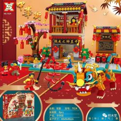 SX 7024 non  KHU PHỐ TÀU NĂM MỚI bộ đồ chơi xếp lắp ráp ghép mô hình Chinatown 1418 khối