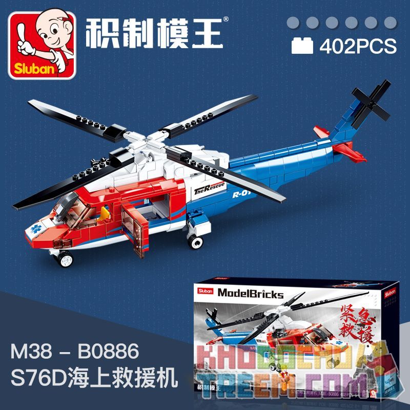 SLUBAN M38-B0886 B0886 0886 M38B0886 38-B0886 non  MÁY BAY CỨU HỘ KHẨN CẤP S76D TRÊN BIỂN VUA TÍCH LŨY bộ đồ chơi xếp lắp ráp ghép mô hình Racers MODELBRICKS EMERGENCY RESCUE Đua Tốc Độ 402 khối