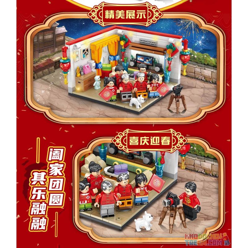 PanlosBrick 610019 Panlos Brick 610019 non  CHÂN DUNG GIA ĐÌNH bộ đồ chơi xếp lắp ráp ghép mô hình Seasonal FAMILY PHOTO Mùa Lễ Hội 435 khối