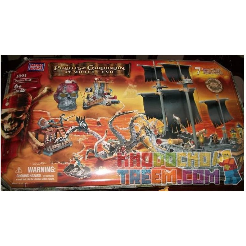 MEGA BLOKS 1091 non  CUỘC PHIÊU LƯU CƯỚP BIỂN bộ đồ chơi xếp lắp ráp ghép mô hình Pirates Of The Caribbean PIRATES PERIL Cướp Biển Vùng Caribe 270 khối