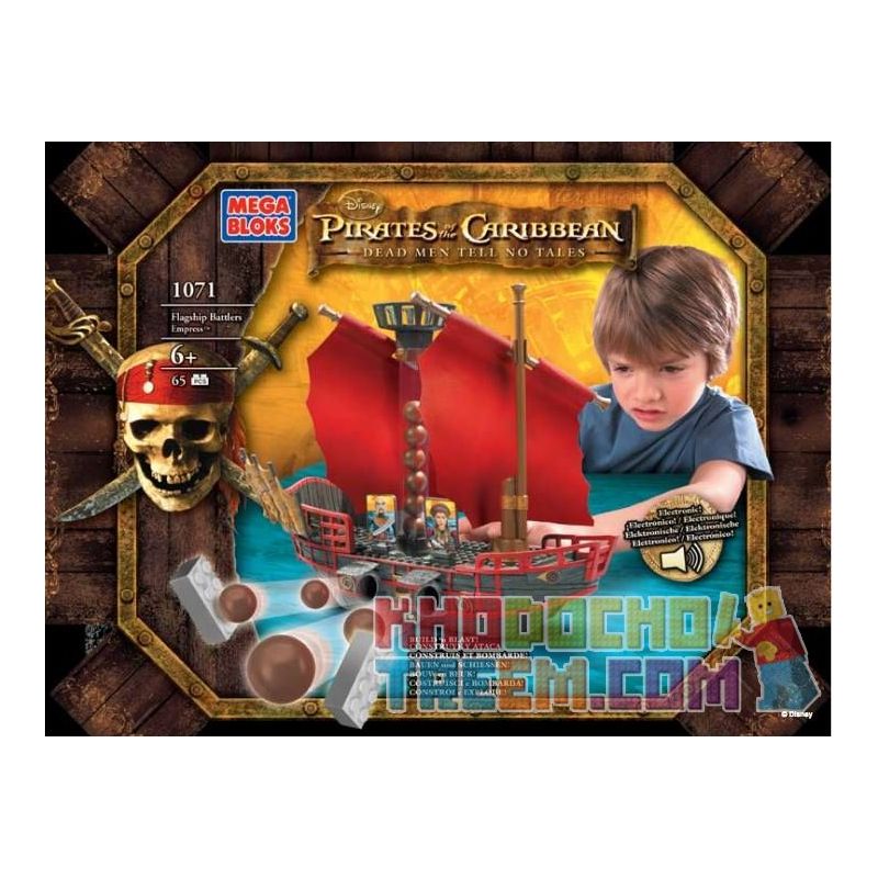 MEGA BLOKS 1071 non  NỮ HOÀNG HẠM bộ đồ chơi xếp lắp ráp ghép mô hình Pirates Of The Caribbean FLAGSHIP BATTLERS EMPRESS Cướp Biển Vùng Caribe 65 khối