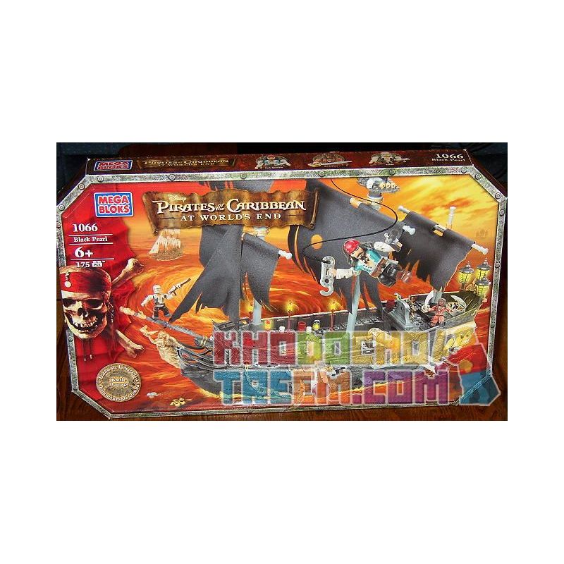 MEGA BLOKS 1066 non  NGỌC TRAI ĐEN bộ đồ chơi xếp lắp ráp ghép mô hình Pirates Of The Caribbean BLACK PEARL Cướp Biển Vùng Caribe 175 khối