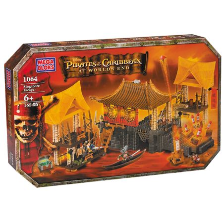MEGA BLOKS 1064 non  TRỐN SINGAPORE bộ đồ chơi xếp lắp ráp ghép mô hình Pirates Of The Caribbean SINGAPORE ESCAPE Cướp Biển Vùng Caribe 165 khối