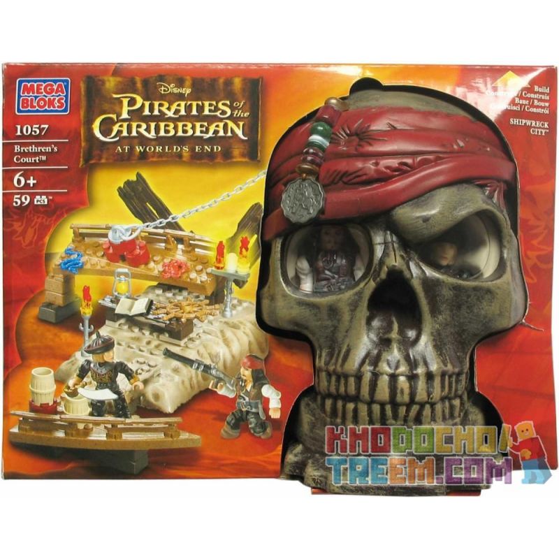 MEGA BLOKS 1057 non  HỘI CƯỚP BIỂN bộ đồ chơi xếp lắp ráp ghép mô hình Pirates Of The Caribbean BRETHREN'S COURT Cướp Biển Vùng Caribe 59 khối