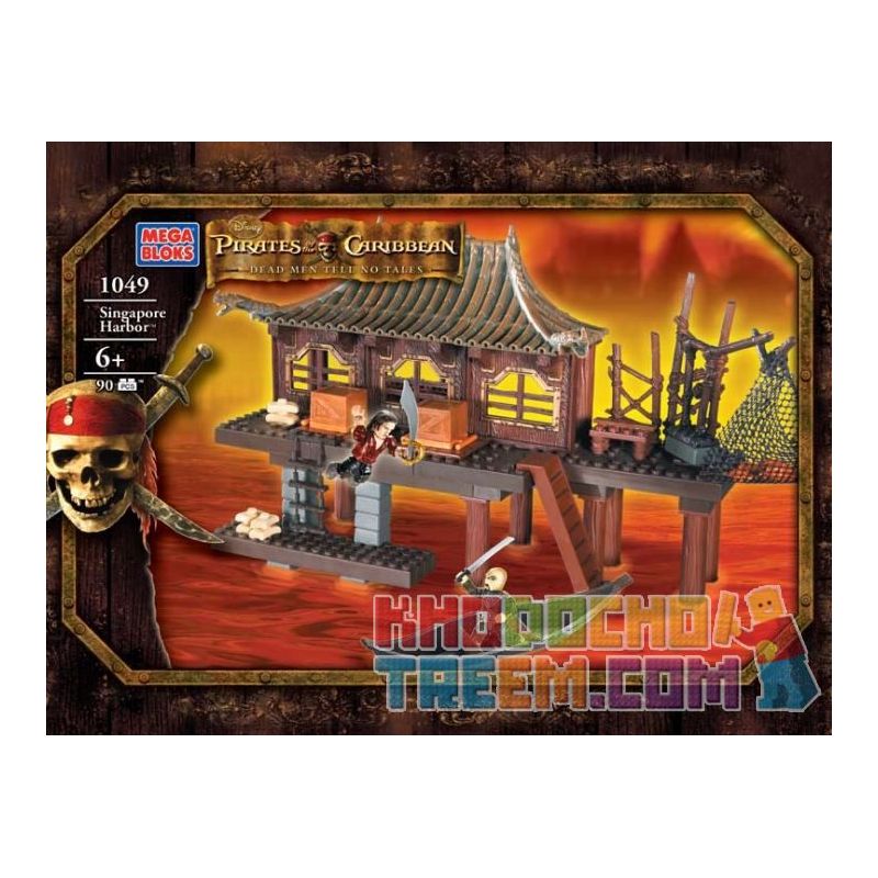 MEGA BLOKS 1049 non  CẢNG BIỂN SINGAPORE bộ đồ chơi xếp lắp ráp ghép mô hình Pirates Of The Caribbean SINGAPORE HARBOR Cướp Biển Vùng Caribe 90 khối