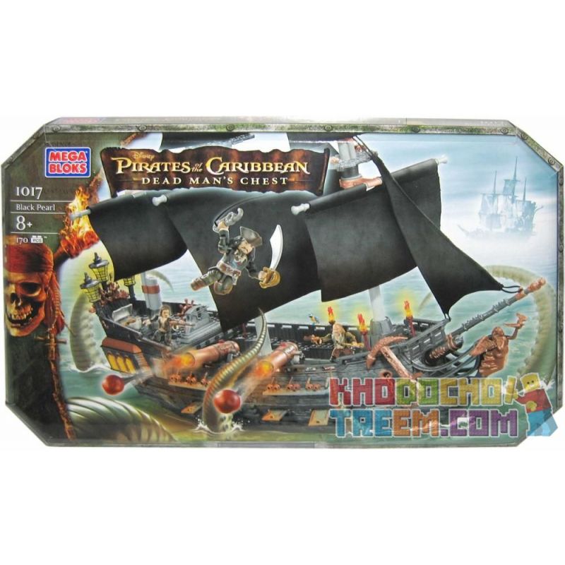 MEGA BLOKS 1017 non  NGỌC TRAI ĐEN bộ đồ chơi xếp lắp ráp ghép mô hình Pirates Of The Caribbean BLACK PEARL Cướp Biển Vùng Caribe 170 khối