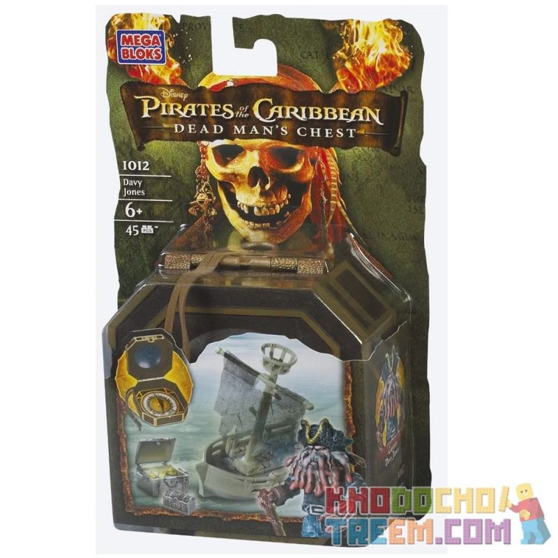 MEGA BLOKS 1012 non  ĐỘI TRƯỞNG DAVID JONES bộ đồ chơi xếp lắp ráp ghép mô hình Pirates Of The Caribbean CAPTAIN DAVY JONES Cướp Biển Vùng Caribe 45 khối