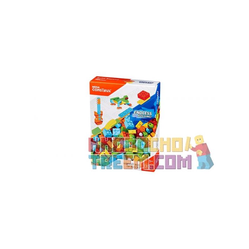 MEGA BLOKS DYG86 non  HỘP KHỐI ™ SỐNG ĐỘNG [130 CHIẾC] bộ đồ chơi xếp lắp ráp ghép mô hình Creator VIBRANT BOX OF BLOCKS™ [130 PCS] Sáng Tạo 130 khối