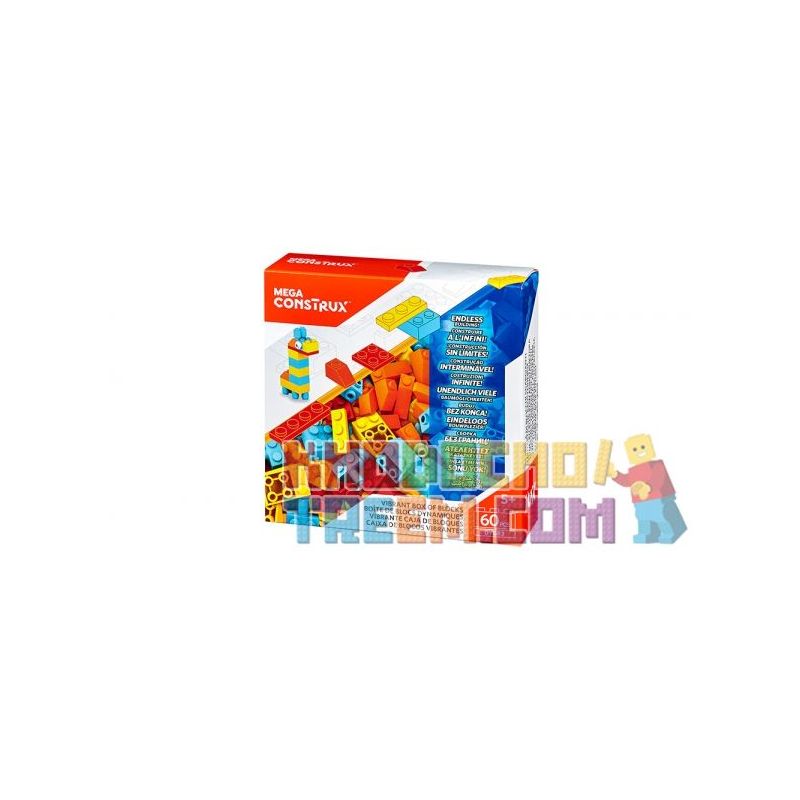 MEGA BLOKS DYG83 non  HỘP KHỐI ™ SỐNG ĐỘNG [60 CHIẾC] bộ đồ chơi xếp lắp ráp ghép mô hình Creator VIBRANT BOX OF BLOCKS™ [60 PCS] Sáng Tạo 60 khối
