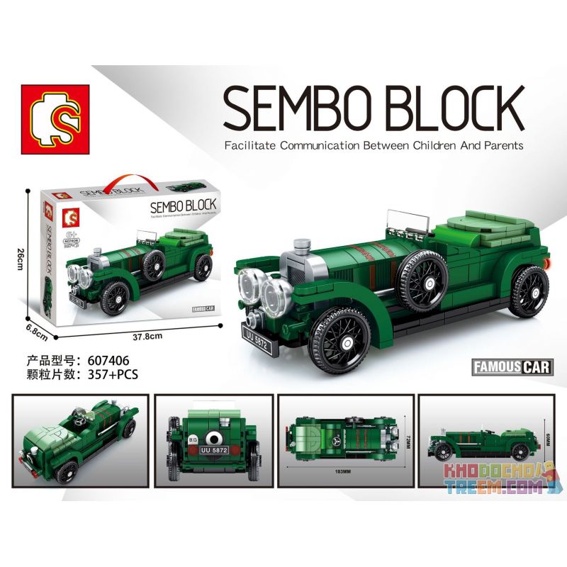 SEMBO 607406 non  BENTLEY 4.5L ÁP LỰC CƠ HỌC bộ đồ chơi xếp lắp ráp ghép mô hình Racers FAMOUS CAR BENTLEY 4 1/2 "BLOWER" Đua Tốc Độ 357 khối