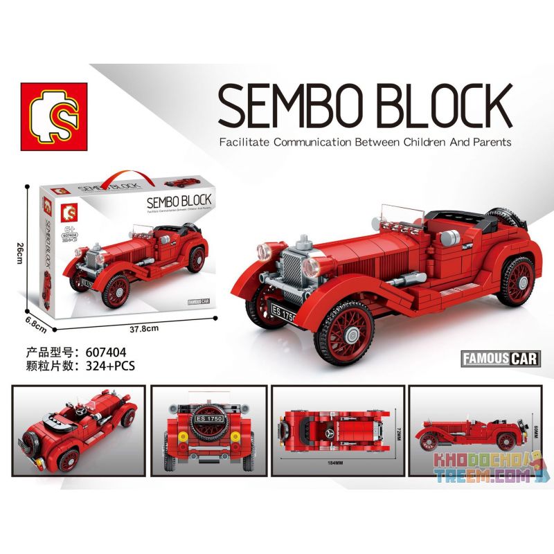 SEMBO 607404 non  ALFA ROMEO 6C 1750 bộ đồ chơi xếp lắp ráp ghép mô hình Racers FAMOUS CAR ALFA ROMEO 6C 1750 Đua Tốc Độ 324 khối