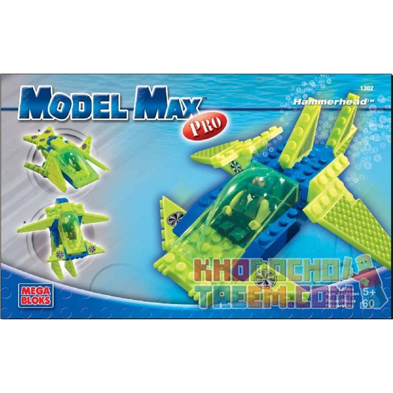 MEGA BLOKS 1302 non  ĐẦU BÚA bộ đồ chơi xếp lắp ráp ghép mô hình HAMMERHEAD 60 khối