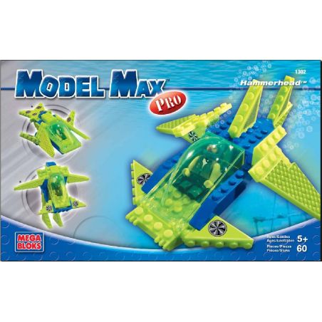 MEGA BLOKS 1302 non  ĐẦU BÚA bộ đồ chơi xếp lắp ráp ghép mô hình HAMMERHEAD 60 khối
