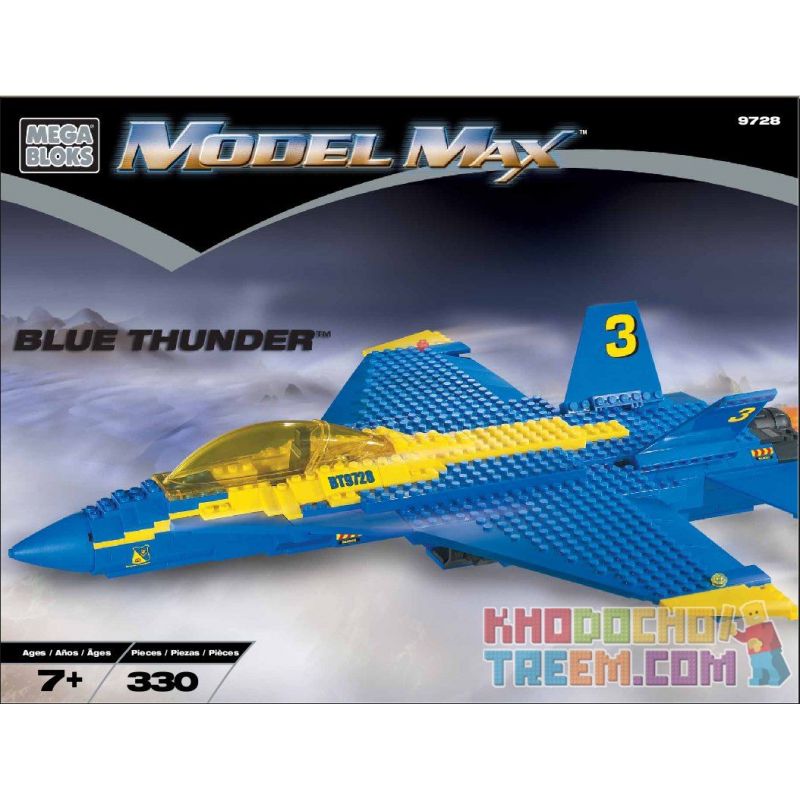 MEGA BLOKS 9728 9781 non  CHIẾN BINH TIA CHỚP XANH bộ đồ chơi xếp lắp ráp ghép mô hình Military Army BLUE THUNDER Quân Sự Bộ Đội 330 khối