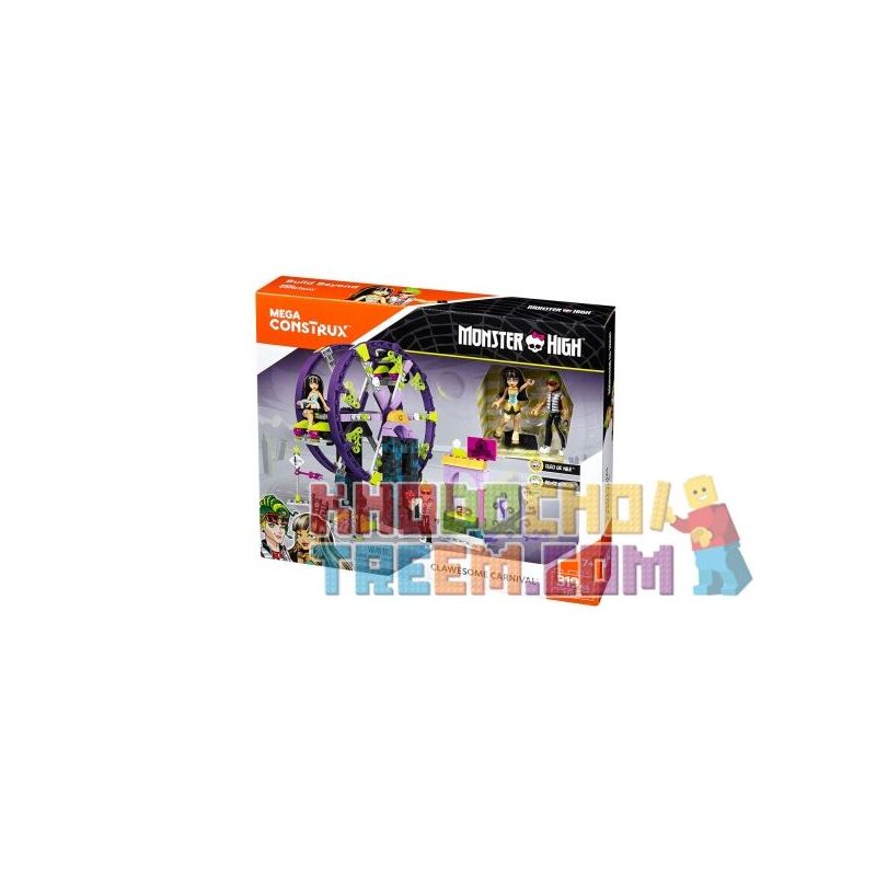 MEGA BLOKS FFD30 non  LỄ HỘI HÓA TRANG TUYỆT VỜI bộ đồ chơi xếp lắp ráp ghép mô hình Monster High CLAWESOME CARNIVAL 319 khối