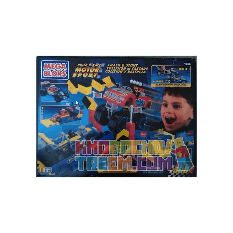 MEGA BLOKS 9805 non  VA CHẠM VÀ PHA NGUY HIỂM bộ đồ chơi xếp lắp ráp ghép mô hình Speed Champions Racing Cars CRASH & STUNT Đua Xe Công Thức 550 khối