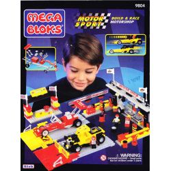MEGA BLOKS 9804 non  CỬA HANG SỬA XE bộ đồ chơi xếp lắp ráp ghép mô hình Speed Champions Racing Cars BUILD & RACE MOTORSHOP Đua Xe Công Thức 500 khối