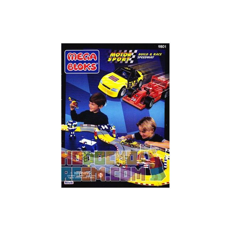 MEGA BLOKS 9801 non  ĐƯỜNG ĐUA bộ đồ chơi xếp lắp ráp ghép mô hình Speed Champions Racing Cars BUILD & RACE SPEEDWAY Đua Xe Công Thức 900 khối