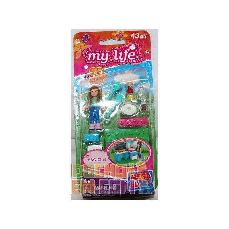 MEGA BLOKS 82702 non  ĐẦU BẾP BBQ bộ đồ chơi xếp lắp ráp ghép mô hình  BBQ CHEF Các Bạn Gái 43 khối