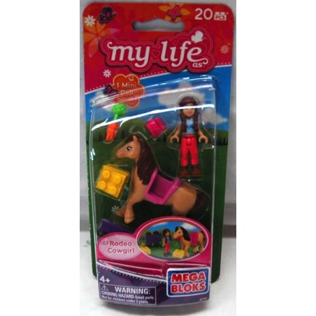 MEGA BLOKS 82701 non  CAO BỒI ĐIỀN KINH bộ đồ chơi xếp lắp ráp ghép mô hình  RODEO COWGIRL Các Bạn Gái 20 khối