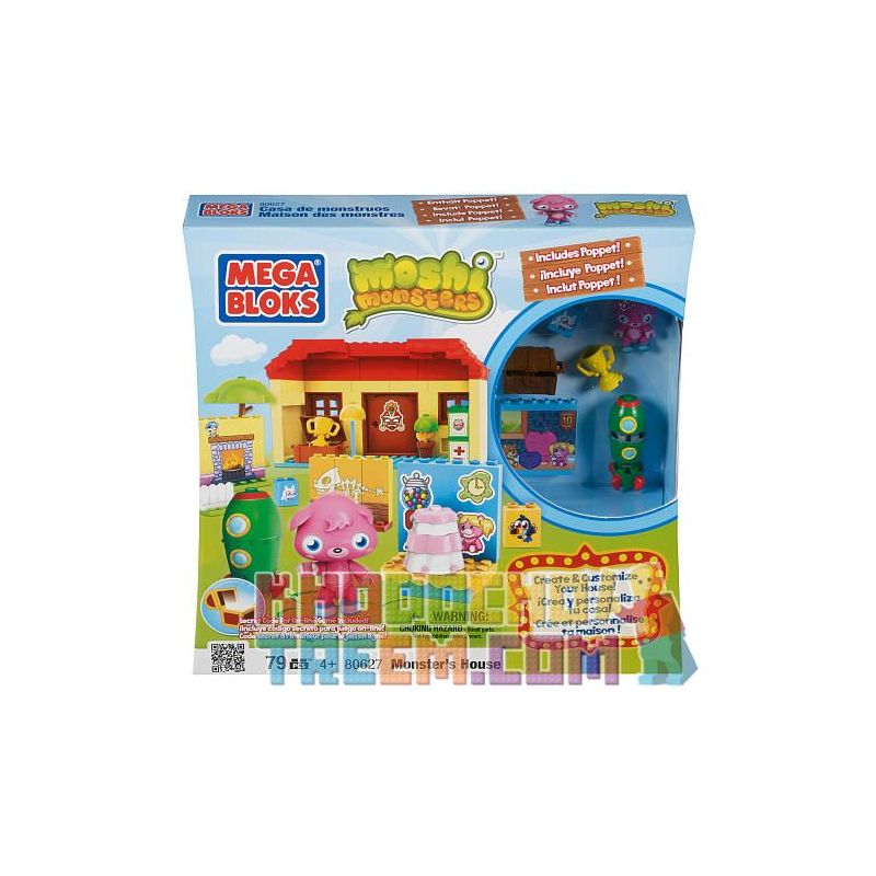 MEGA BLOKS 80627 non  NGÔI NHÀ CỦA QUÁI VẬT bộ đồ chơi xếp lắp ráp ghép mô hình Moshi Monsters MONSTER'S HOUSE 79 khối