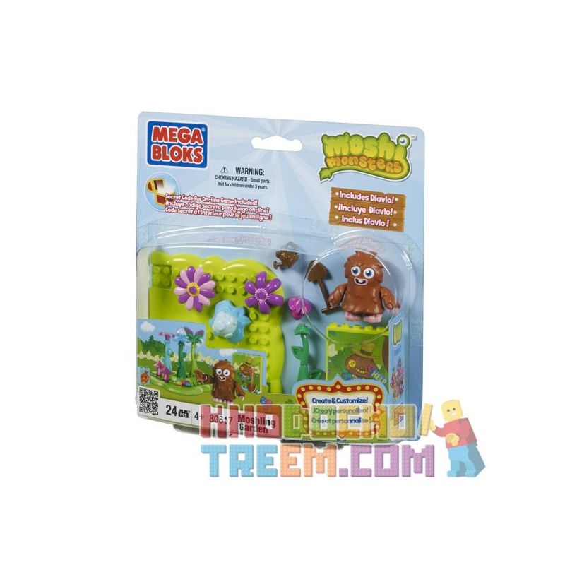 MEGA BLOKS 80617 non  VƯỜN MOSHLING bộ đồ chơi xếp lắp ráp ghép mô hình Moshi Monsters MOSHLING GARDEN 24 khối