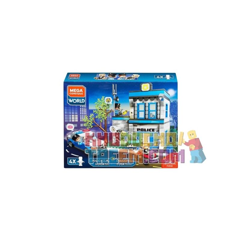 MEGA BLOKS FVD32 non  TRỐN THOÁT KHỎI ĐỒN CẢNH SÁT bộ đồ chơi xếp lắp ráp ghép mô hình City POLICE STATION JAILBREAK Thành Phố 394 khối