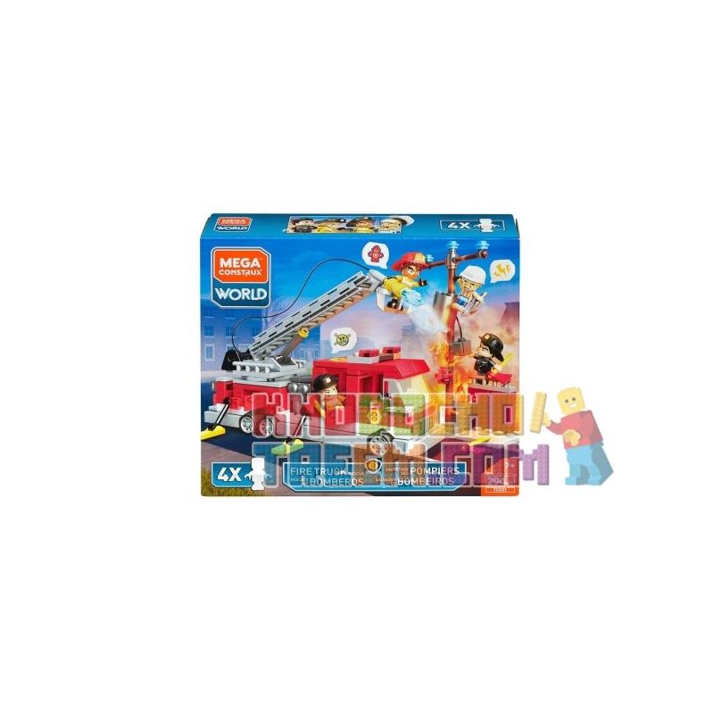 MEGA BLOKS FVD31 non  CỨU HỘ XE HỎA bộ đồ chơi xếp lắp ráp ghép mô hình City FIRE TRUCK RESCUE Thành Phố 294 khối