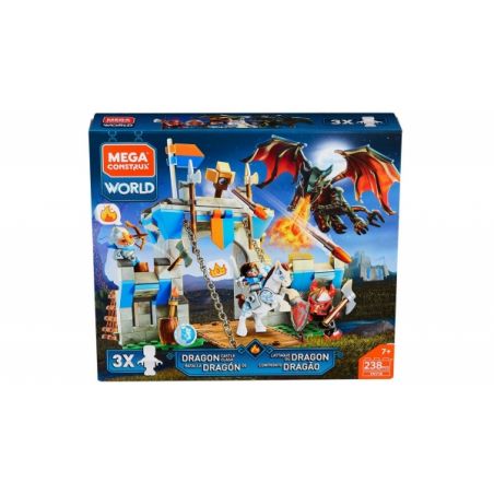 MEGA BLOKS FNY18 non  RỒNG TẤN CÔNG LÂU ĐÀI bộ đồ chơi xếp lắp ráp ghép mô hình Medieval Castle DRAGON CASTLE CLASH Chiến Tranh Trung Cổ 238 khối