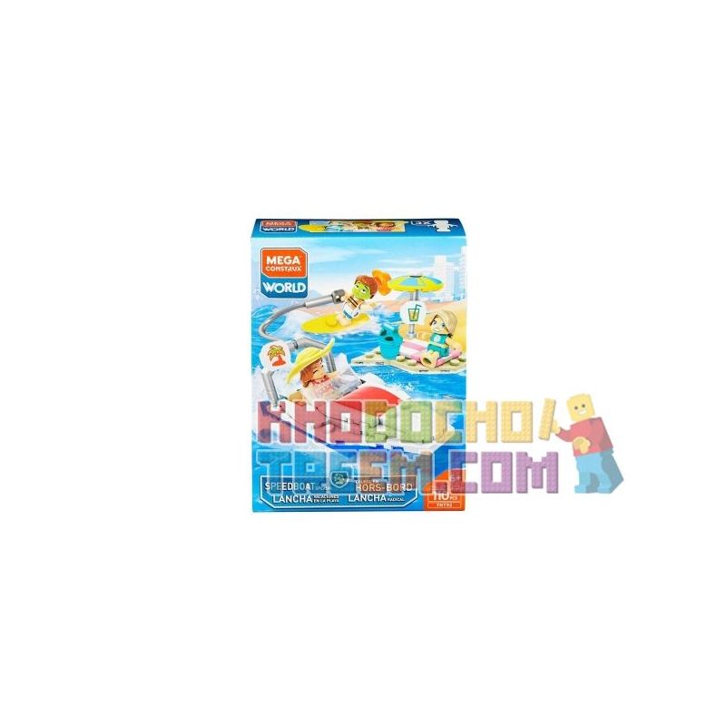 MEGA BLOKS FNT92 non  TÀU CAO TỐC bộ đồ chơi xếp lắp ráp ghép mô hình SPEEDBOAT SPLASH 110 khối