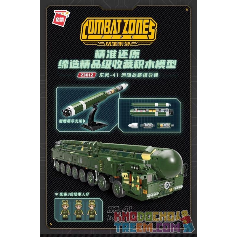 Enlighten 23012 Qman 23012 non  TÊN LỬA HẠT NHÂN CHIẾN LƯỢC LIÊN LỤC ĐỊA DONGFENG-41 bộ đồ chơi xếp lắp ráp ghép mô hình Tactical Espionage Action COMBAT ZONES DF-41 BALLISTIC MISSILE Chiến Thuật Quân Sự 1868 khối