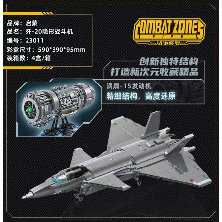 Enlighten 23011 Qman 23011 non  MÁY BAY CHIẾN ĐẤU TÀNG HÌNH J-20 ĐỘNG CƠ PHẢN LỰC-15 bộ đồ chơi xếp lắp ráp ghép mô hình Tactical Espionage Action COMBAT ZONES J-20 FIGHTER AIRCRAFT Chiến Thuật Quân Sự 1748 khối