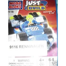 MEGA BLOKS 9116 non  XE ĐUA X-40 bộ đồ chơi xếp lắp ráp ghép mô hình Speed Champions Racing Cars RACER X-40 Đua Xe Công Thức 64 khối