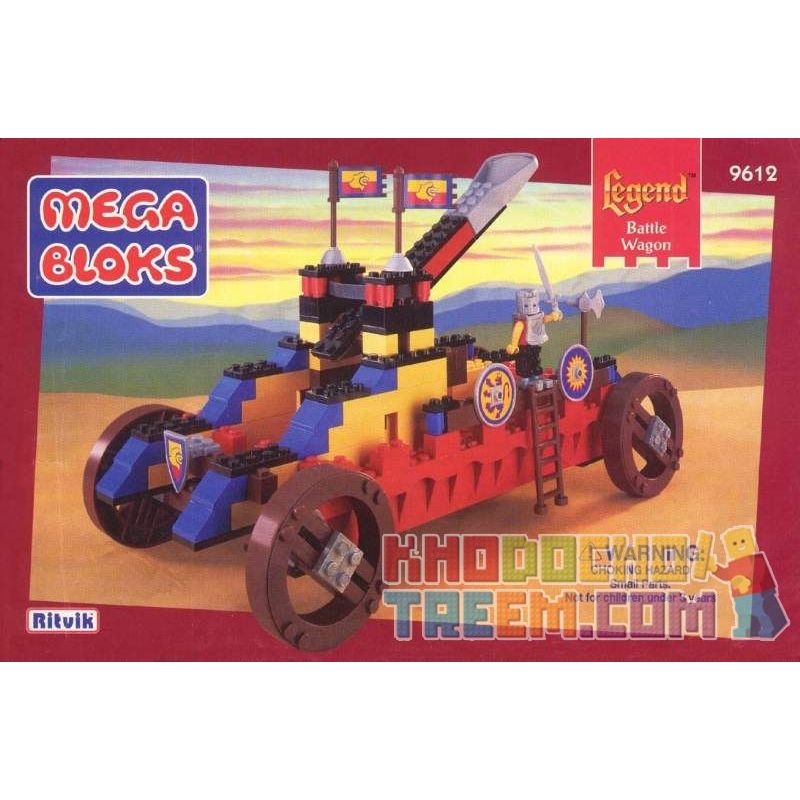 MEGA BLOKS 9612 non  XE NGỰA bộ đồ chơi xếp lắp ráp ghép mô hình Medieval Castle BATTLE WAGON Chiến Tranh Trung Cổ 190 khối
