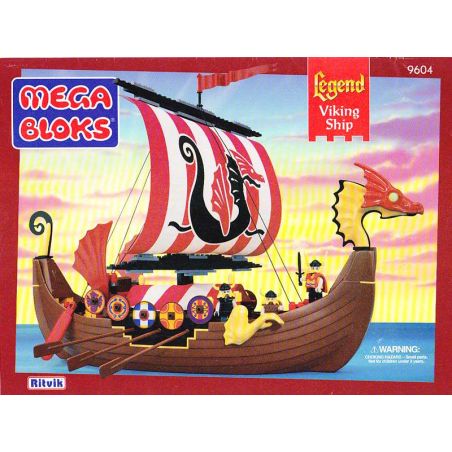 MEGA BLOKS 9604 non  TÀU VIKING bộ đồ chơi xếp lắp ráp ghép mô hình Vikings VIKING SHIP Người Viking 370 khối