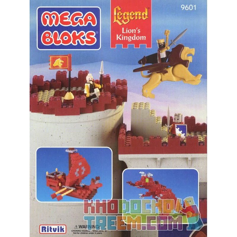 MEGA BLOKS 9601 non  VƯƠNG QUỐC SƯ TỬ bộ đồ chơi xếp lắp ráp ghép mô hình Medieval Castle LION'S KINGDOM Chiến Tranh Trung Cổ 725 khối