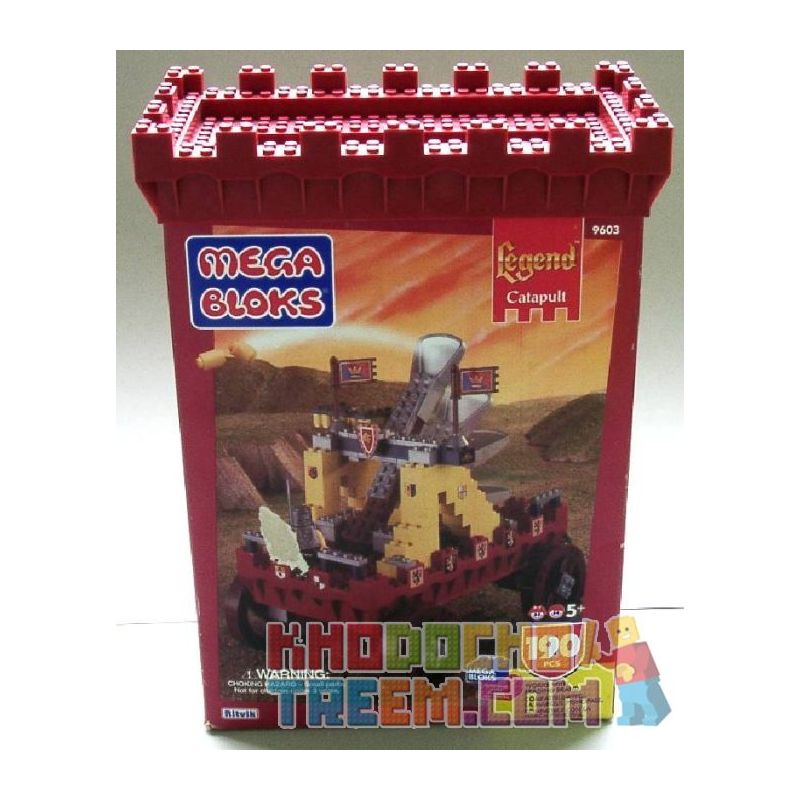 MEGA BLOKS 9603 non  TORCH MACHINE. bộ đồ chơi xếp lắp ráp ghép mô hình Medieval Castle CATAPULT Chiến Tranh Trung Cổ 190 khối