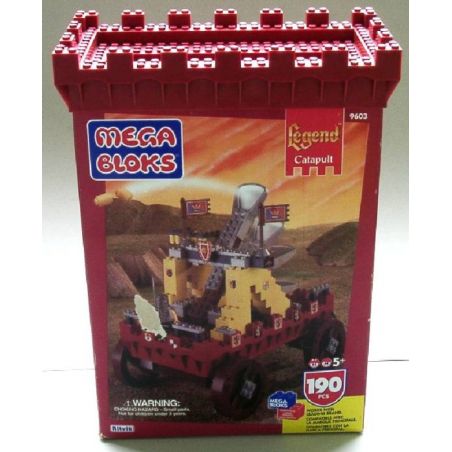 MEGA BLOKS 9603 non  TORCH MACHINE. bộ đồ chơi xếp lắp ráp ghép mô hình Medieval Castle CATAPULT Chiến Tranh Trung Cổ 190 khối