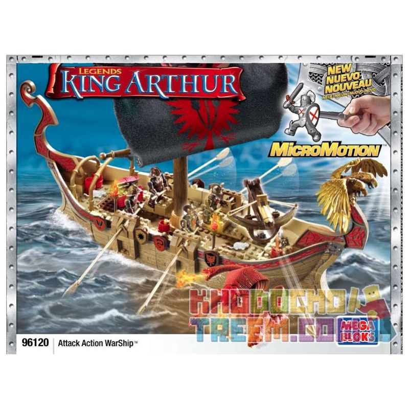 MEGA BLOKS 96120 non  TÀU CHIẾN bộ đồ chơi xếp lắp ráp ghép mô hình Movie & Game ATTACK ACTION WARSHIP Phim Và Trò Chơi 176 khối