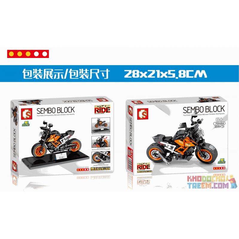 SEMBO 701124 non  KTMR2R 390 BỞI. bộ đồ chơi xếp lắp ráp ghép mô hình Motorcycle Motorbike KTM 390 DUKE Xe Hai Bánh 214 khối