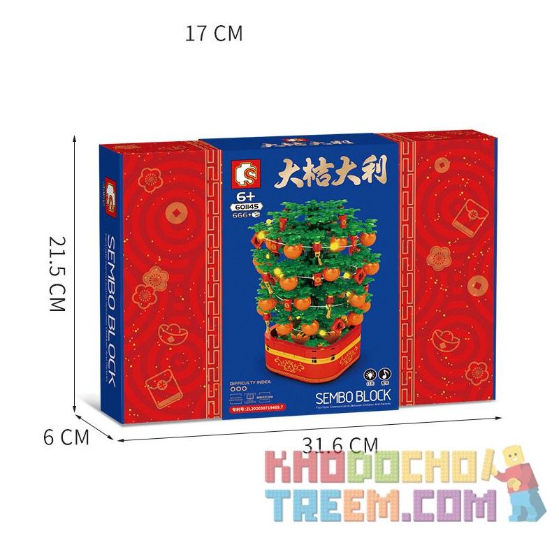 SEMBO 601145 non  CÂY QUẤT NHẠC NHẸ bộ đồ chơi xếp lắp ráp ghép mô hình Seasonal Mùa Lễ Hội 666 khối