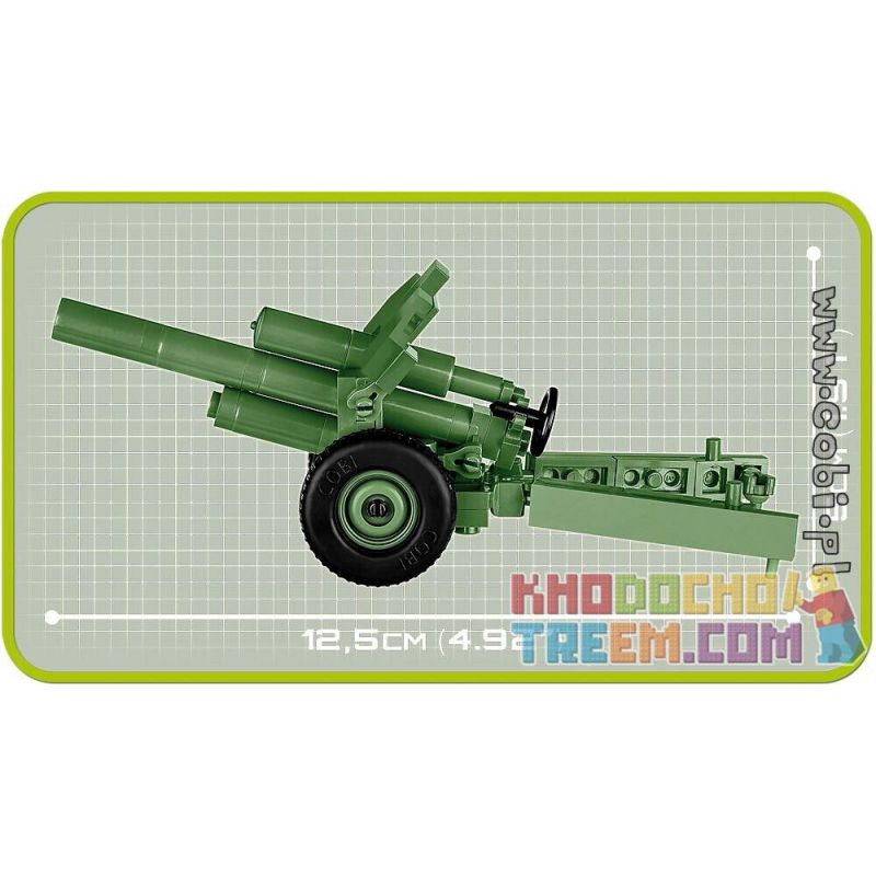 COBI 2395 MEGA BLOKS 9049 non  PHÁP QUAN bộ đồ chơi xếp lắp ráp ghép mô hình Military Army 122 MM HOWITZER WZ.1938 M-30 Quân Sự Bộ Đội 72 khối